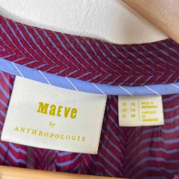 ANTHROPOLOGIE x MAEVE Imogen Sheer Tunic Purple Blue Sz 14 {LL11} - Picture 5 of 5